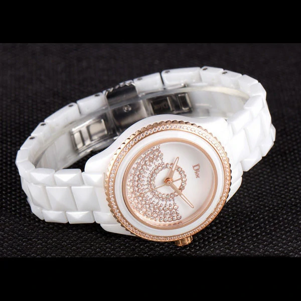 Dior VIII Grand Bal Rose Gold Bezel White Bracelet new59448