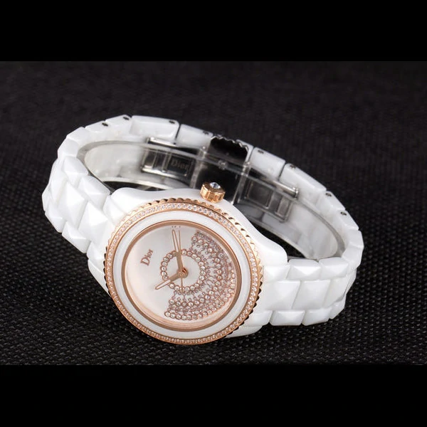 Dior VIII Grand Bal Rose Gold Bezel White Bracelet new59448