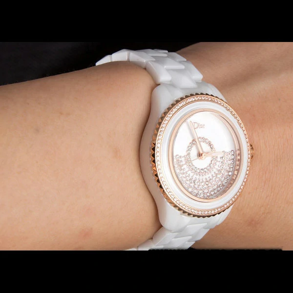 Dior VIII Grand Bal Rose Gold Bezel White Bracelet new59448