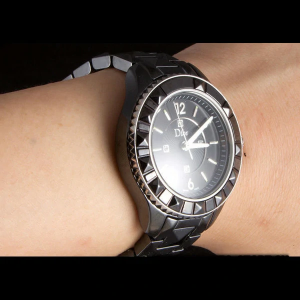 Dior VIII Ceramic Black Bezel Black Bracelet new59451