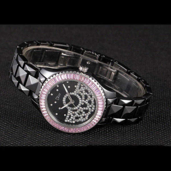 Dior VIII Baguette Cut Pink Diamonds with Diamond Encrusted Dial new59453