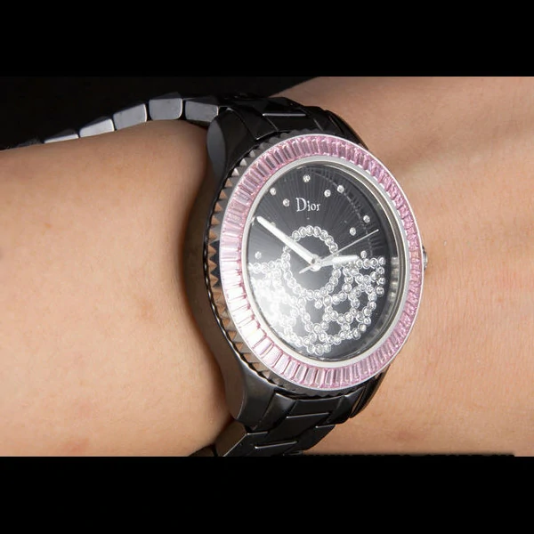 Dior VIII Baguette Cut Pink Diamonds with Diamond Encrusted Dial new59453