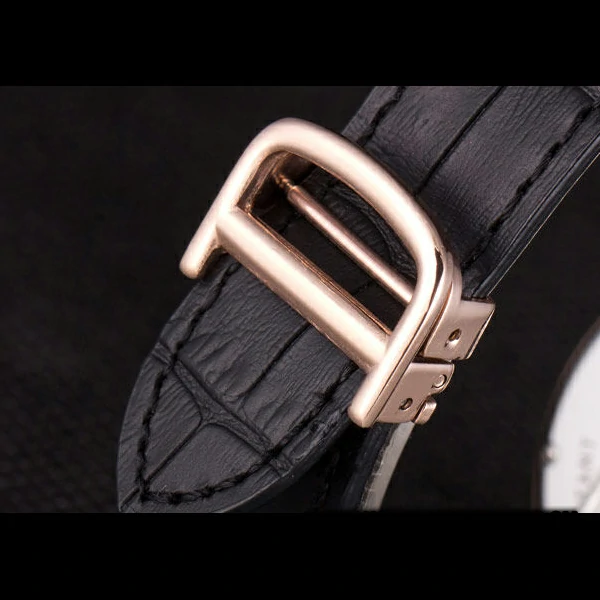 Cartier Moonphase Rose Gold Watch with Black Leather Band new59456