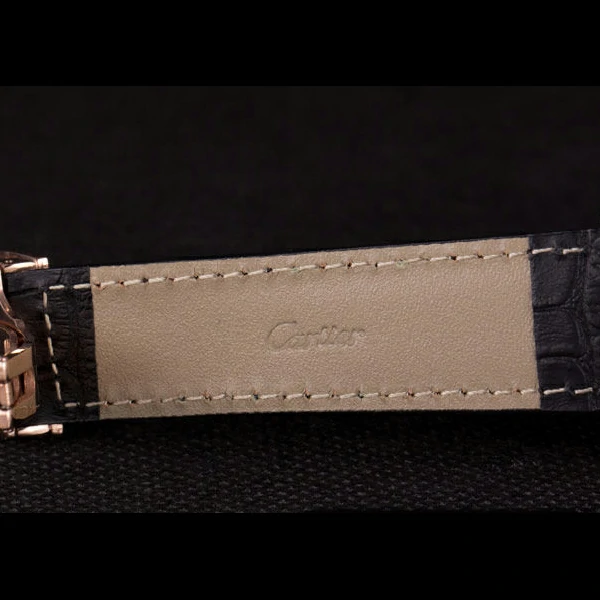 Cartier Moonphase Rose Gold Watch with Black Leather Band new59456