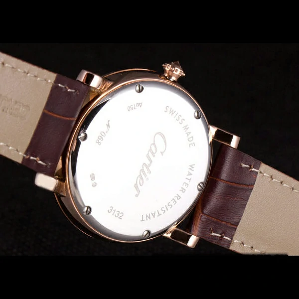 Cartier Moonphase Rose Gold Watch with Brown Leather Band new59457