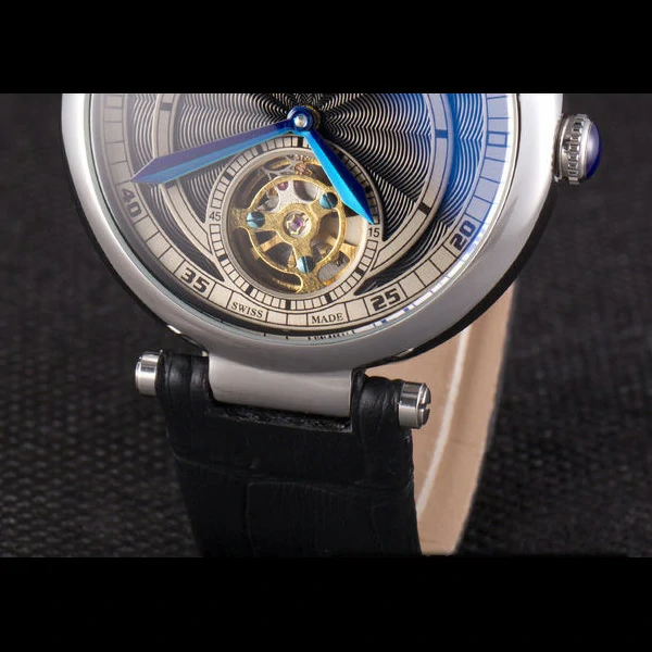 Cartier Ballon Bleu flying tourbillon Black Leather Strap new59522
