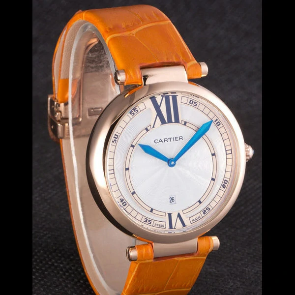 Cartier Ballon Bleu Orange Leather Strap new59525