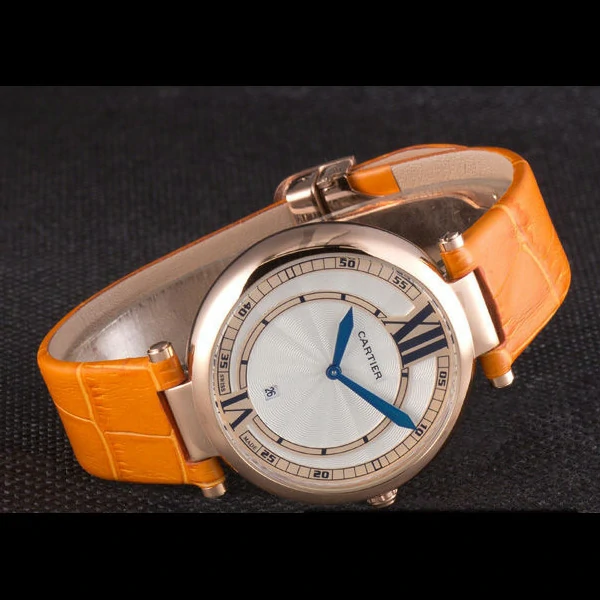 Cartier Ballon Bleu Orange Leather Strap new59525
