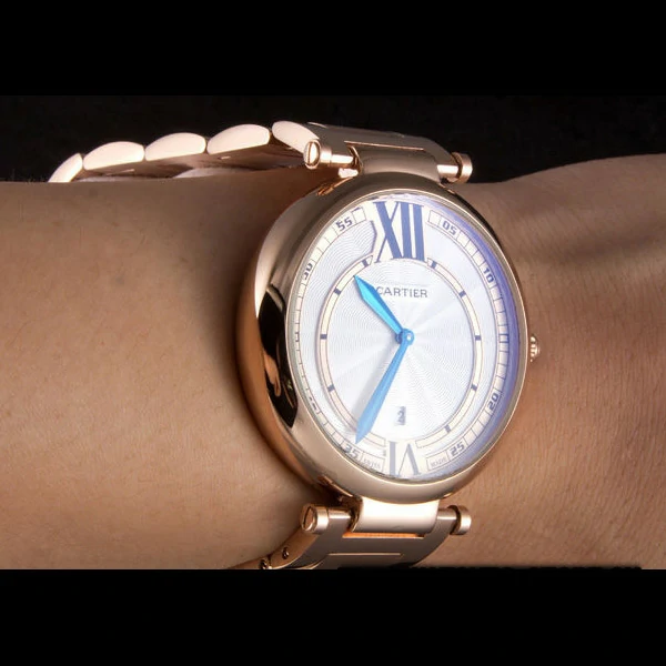 Cartier Ballon Bleu Rose Gold Stainelss Steel Strap White Dial new59527