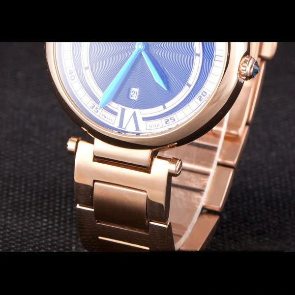 Cartier Ballon Bleu Rose Gold Stainelss Steel Strap Black Dial new59528