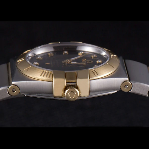Omega Constellation Gold Bezel Black Dial Stainless Steel Band new59540