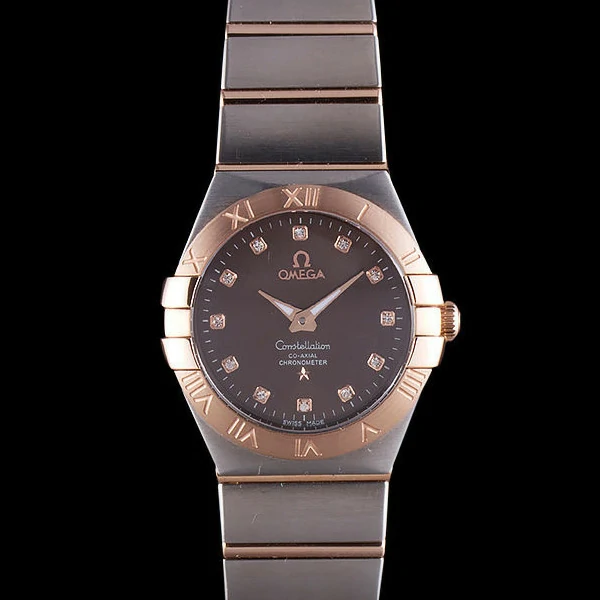 Omega Constellation Rose Gold Bezel Two Tone Band new59551