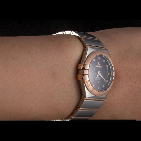 Omega Constellation Rose Gold Bezel Two Tone Band new59553