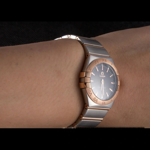 Omega Constellation Rose Gold Bezel Two Tone Band new59554