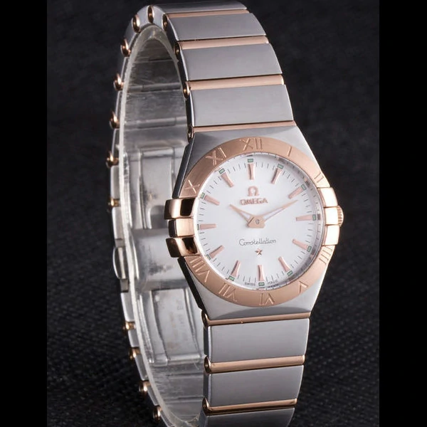 Omega Constellation Rose Gold Bezel Two Tone Band new59555