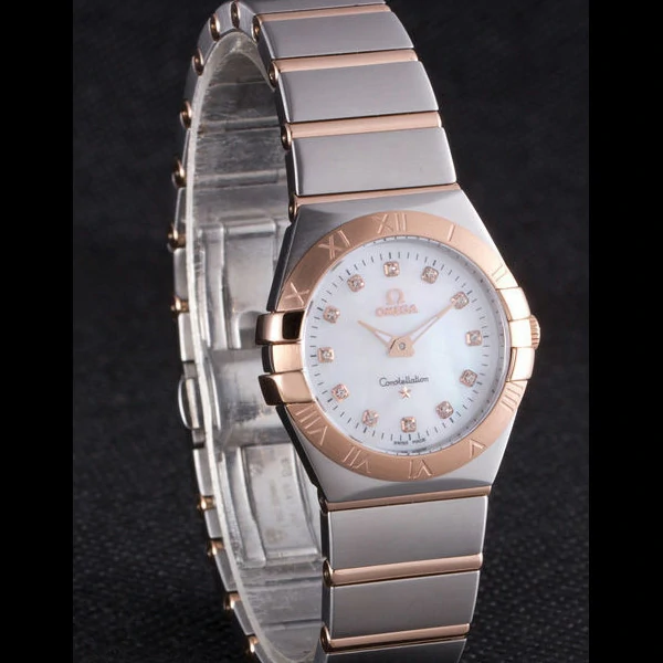 Omega Constellation Rose Gold Bezel Two Tone Band new59556