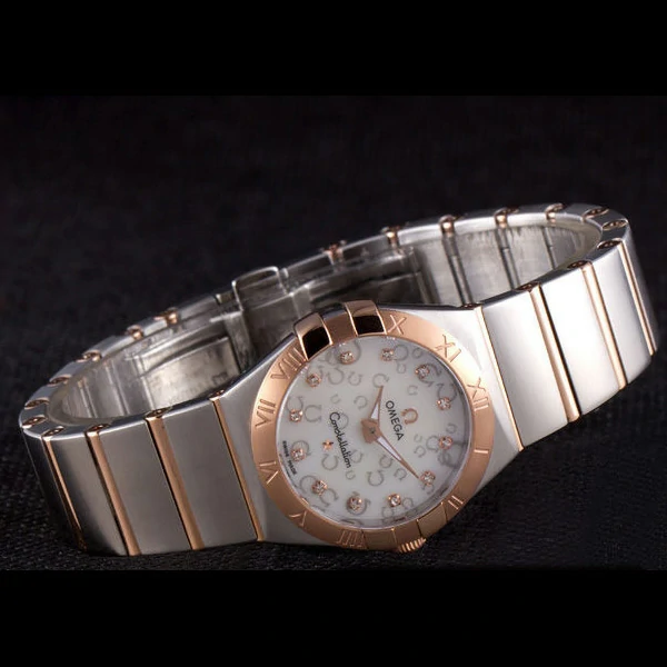 Omega Constellation Rose Gold Bezel Two Tone Band new59557