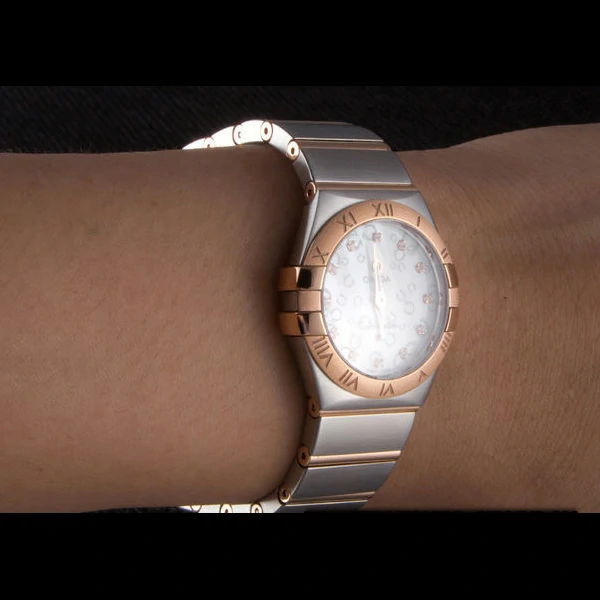 Omega Constellation Rose Gold Bezel Two Tone Band new59557