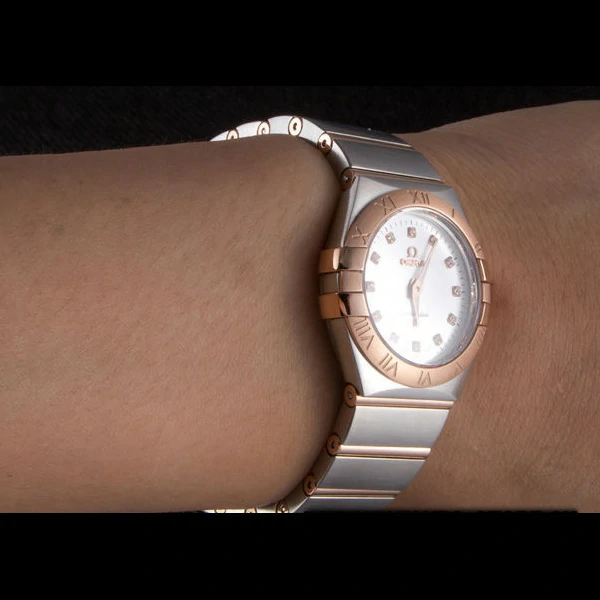 Omega Constellation Rose Gold Bezel Two Tone Band new59558