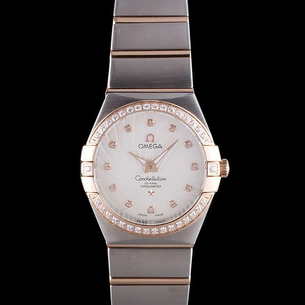 Omega Constellation Rose Gold Diamond Bezel Two Tone Band new59559