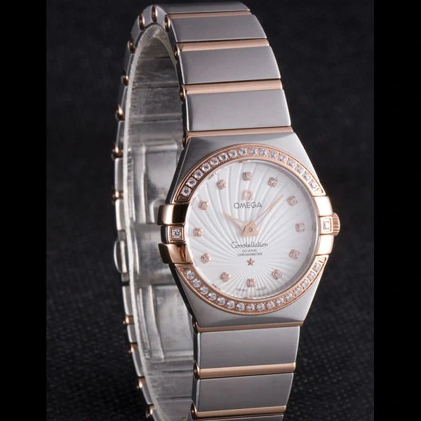 Omega Constellation Rose Gold Diamond Bezel Two Tone Band new59559