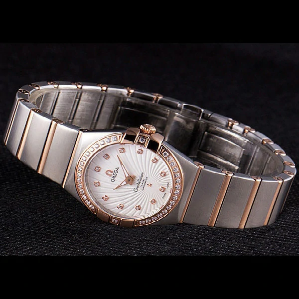 Omega Constellation Rose Gold Diamond Bezel Two Tone Band new59559