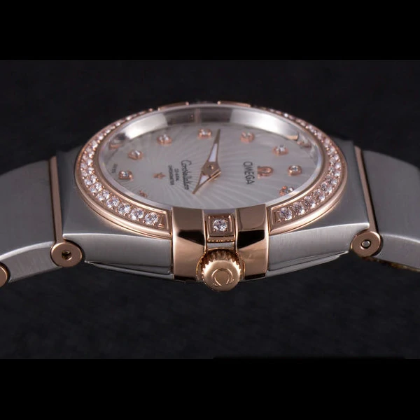 Omega Constellation Rose Gold Diamond Bezel Two Tone Band new59559