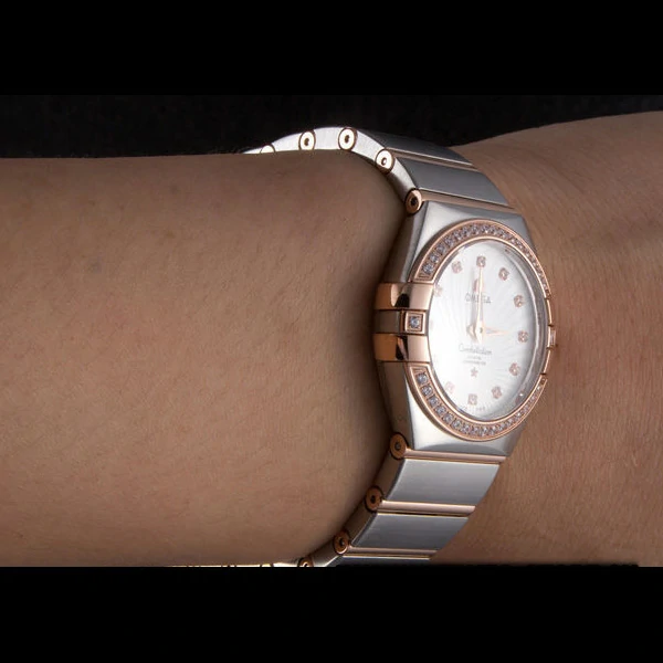 Omega Constellation Rose Gold Diamond Bezel Two Tone Band new59559