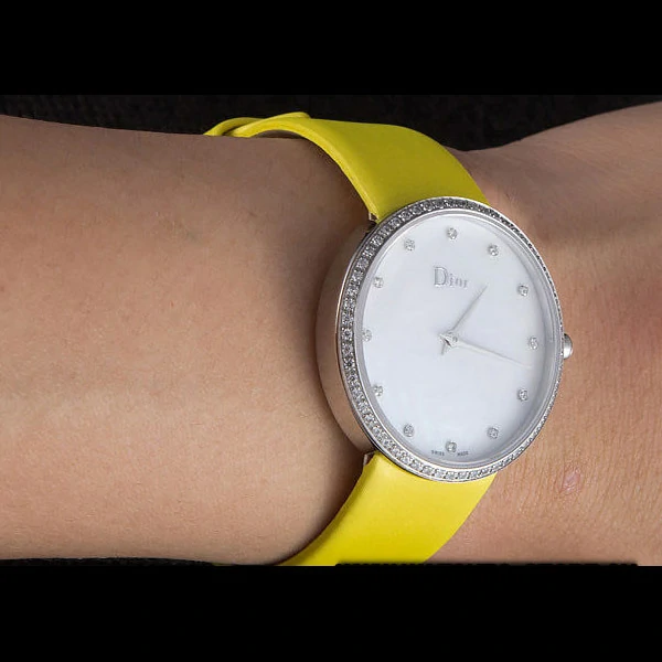 La D de Dior Yellow Rubber Strap with White Dial new59603