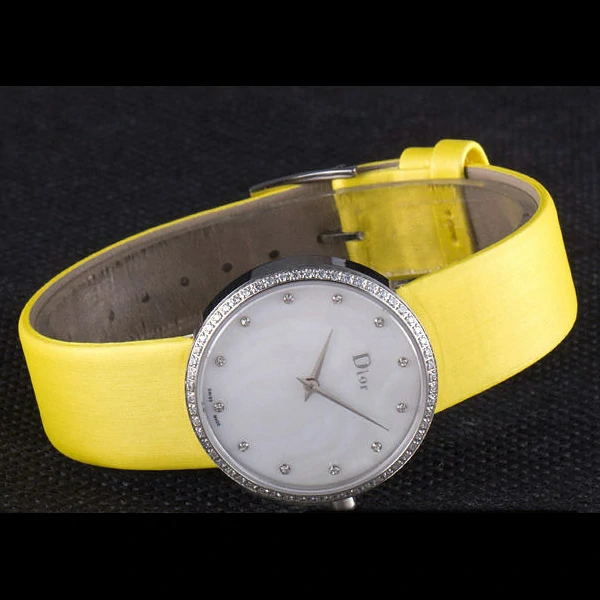 La D de Dior Yellow Rubber Strap with White Dial new59603