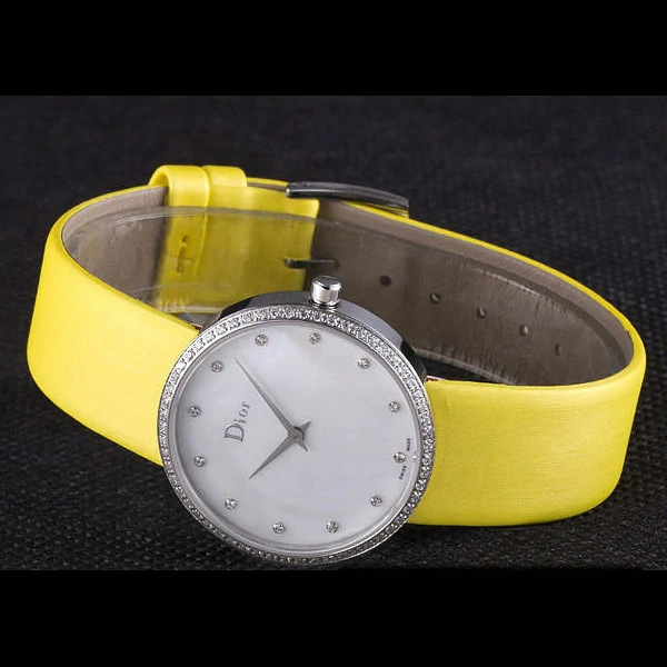 La D de Dior Yellow Rubber Strap with White Dial new59603