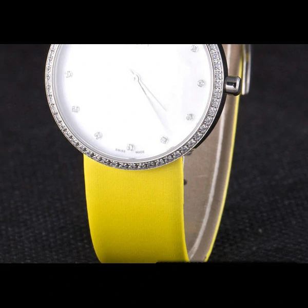 La D de Dior Yellow Rubber Strap with White Dial new59603