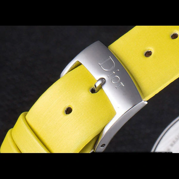 La D de Dior Yellow Rubber Strap with White Dial new59603