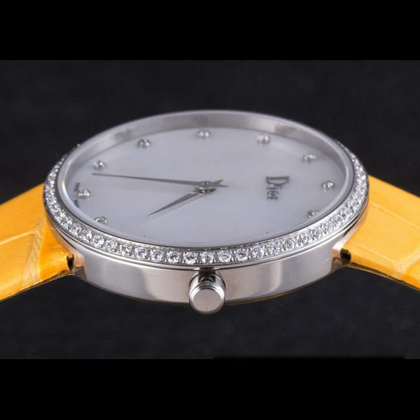 La D de Dior Yellow Leather Strap with White Dial new59604