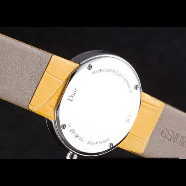La D de Dior Yellow Leather Strap with White Dial new59604