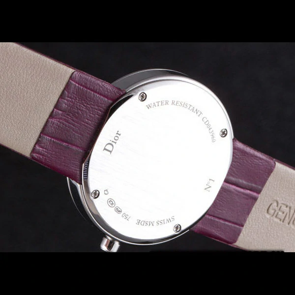 La D de Dior Purple Leather Strap with White Dial new59606