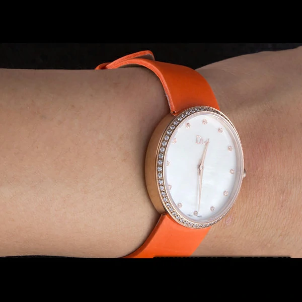 La D de Dior Orange Rubber Strap with White Dial new59608