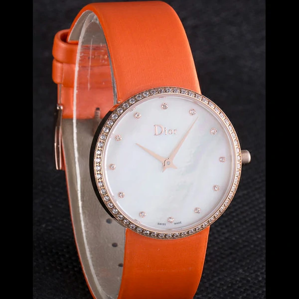 La D de Dior Orange Rubber Strap with White Dial new59608