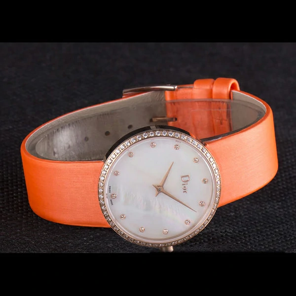 La D de Dior Orange Rubber Strap with White Dial new59608