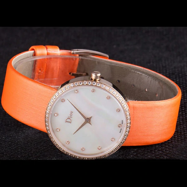 La D de Dior Orange Rubber Strap with White Dial new59608