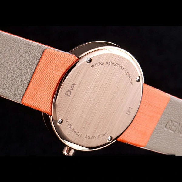 La D de Dior Orange Rubber Strap with White Dial new59608
