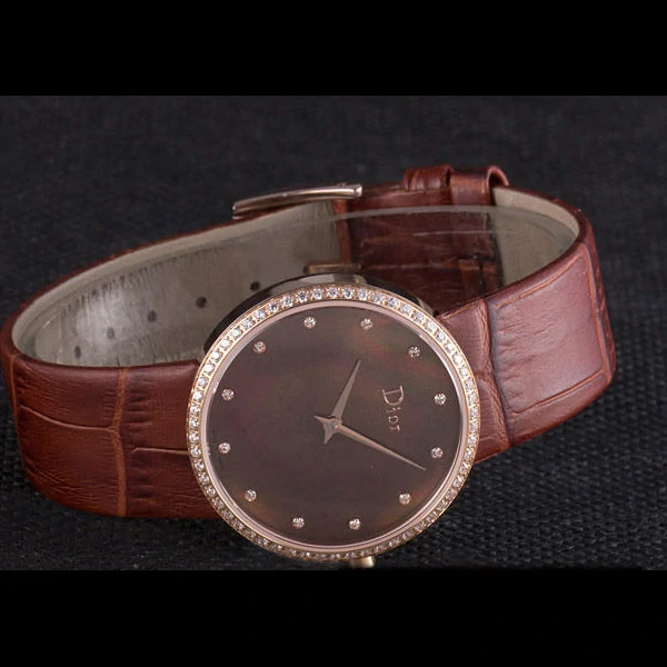 La D de Dior Brown Leather Strap with Brown Dial new59609
