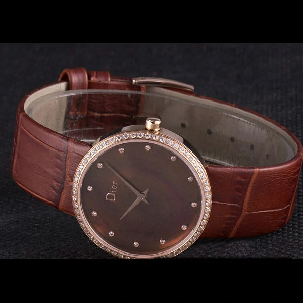 La D de Dior Brown Leather Strap with Brown Dial new59609