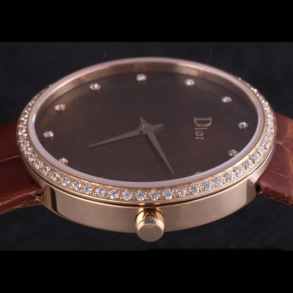 La D de Dior Brown Leather Strap with Brown Dial new59609