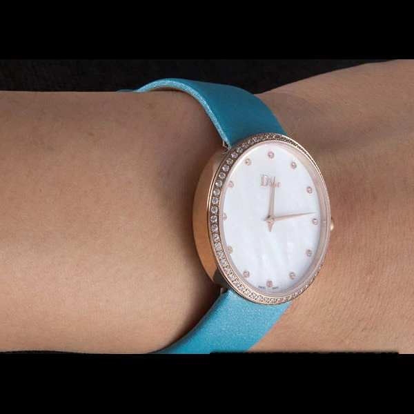La D de Dior Blue Rubber Strap with White Dial new59610