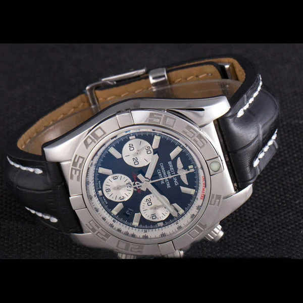 Breitling Chronomat Black Dial with Black Leather Band new59613