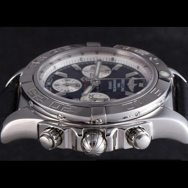 Breitling Chronomat Black Dial with Black Leather Band new59613