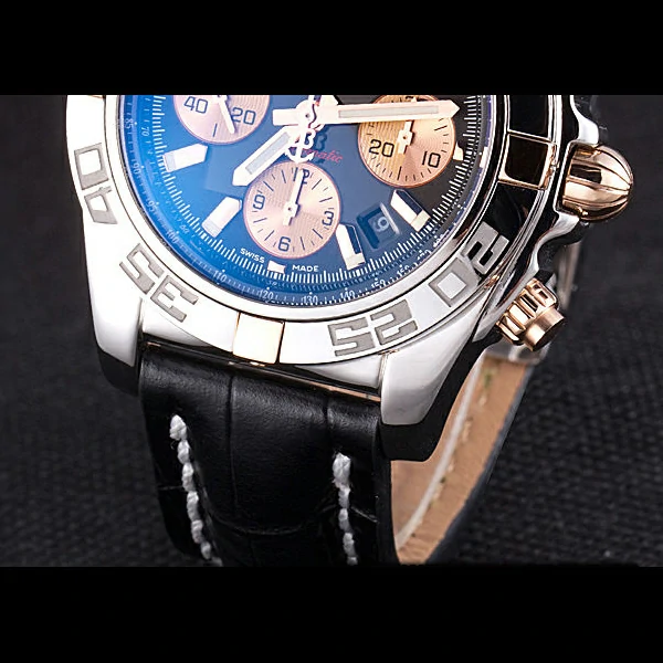 Breitling Chronomat Blue Dial with Black Leather Strap new59614