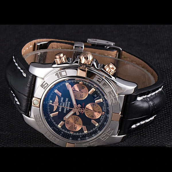 Breitling Chronomat Blue Dial with Black Leather Strap new59614
