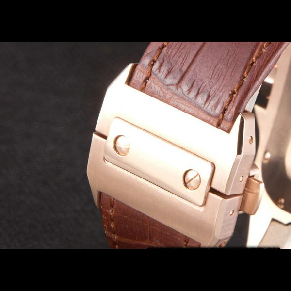 Cartier Santos Rose Gold with Brown Leather Strap new59615